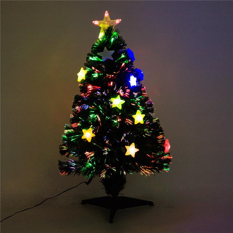 ALBERO DI NATALE IN PVC E FIBRA OTTICA CON 12 LED 90CM CON 90 RAMI