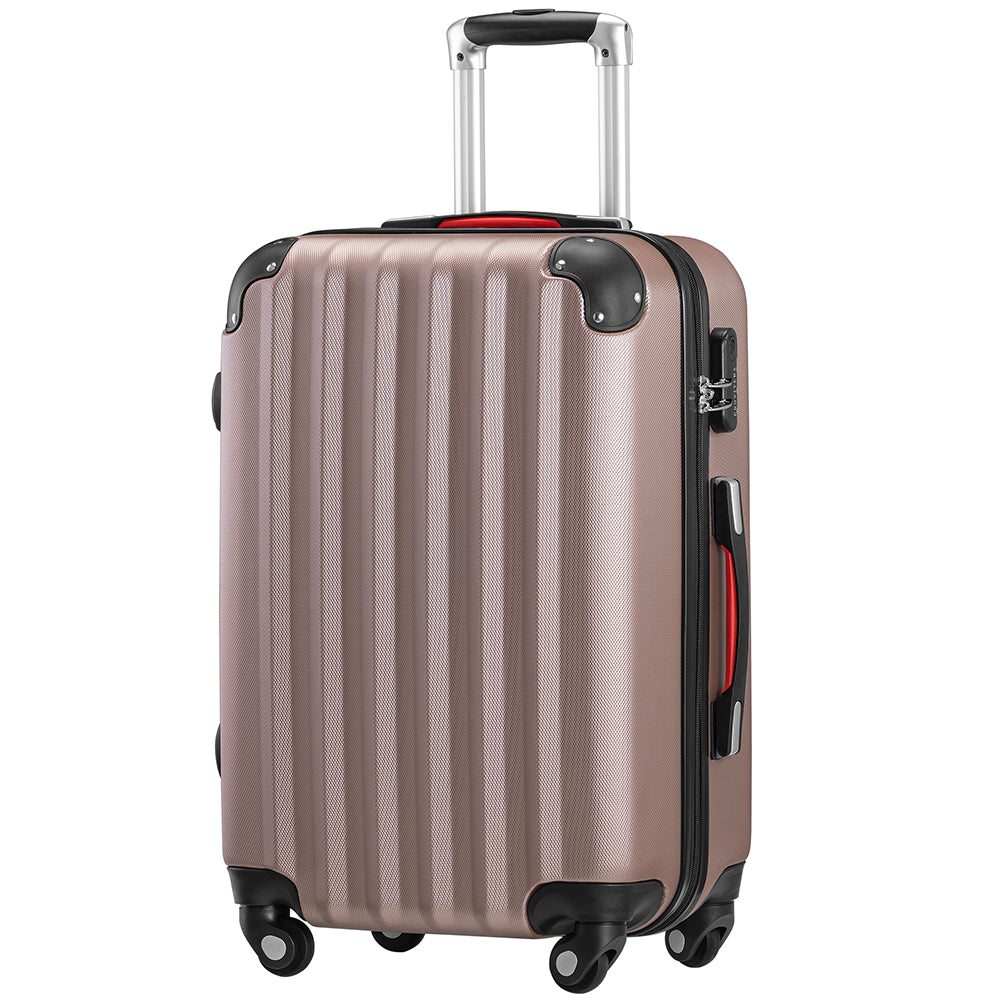 Set 3+1 Valigie Rigide Abs Trolley Easy Roll con Beauty Case e Lucchetto Rosa