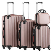 Set 3+1 Valigie Rigide Abs Trolley Easy Roll con Beauty Case e Lucchetto Rosa