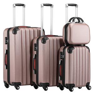 Set 3+1 Valigie Rigide Abs Trolley Easy Roll con Beauty Case e Lucchetto Rosa