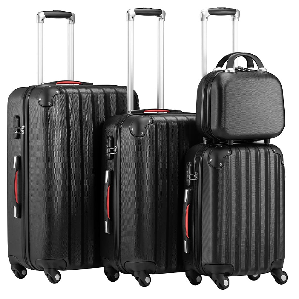 Set 3+1 Valigie Rigide Abs Trolley Easy Roll con Beauty Case e Lucchetto Nero