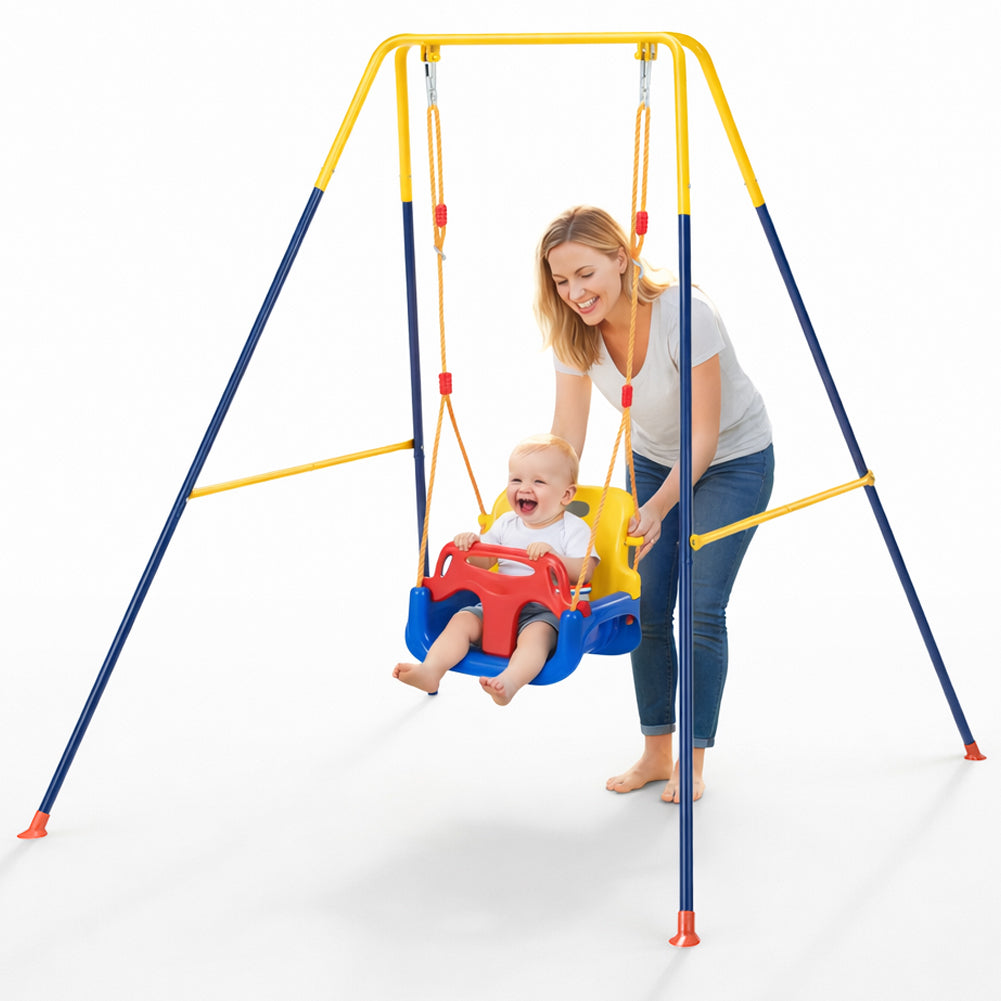 Altalena 3in1 per Bambini Esterni e Interni con Seggiolino e Cinture Resistente