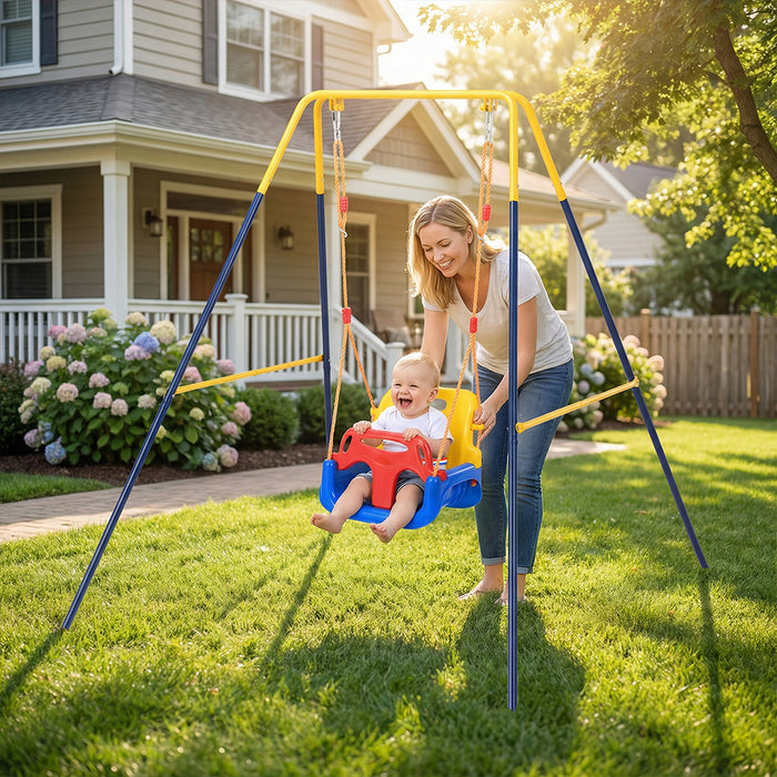 Altalena 3in1 per Bambini Esterni e Interni con Seggiolino e Cinture Resistente