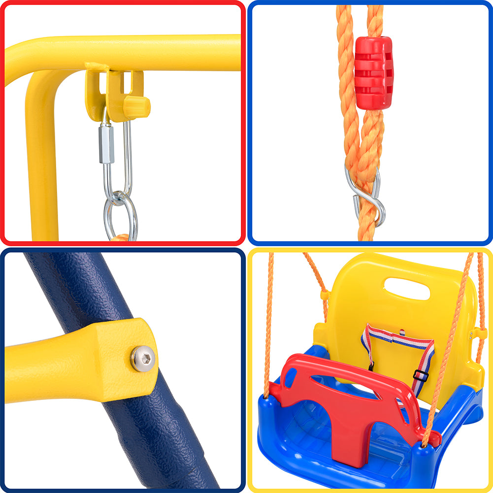 Altalena 3in1 per Bambini Esterni e Interni con Seggiolino e Cinture Resistente