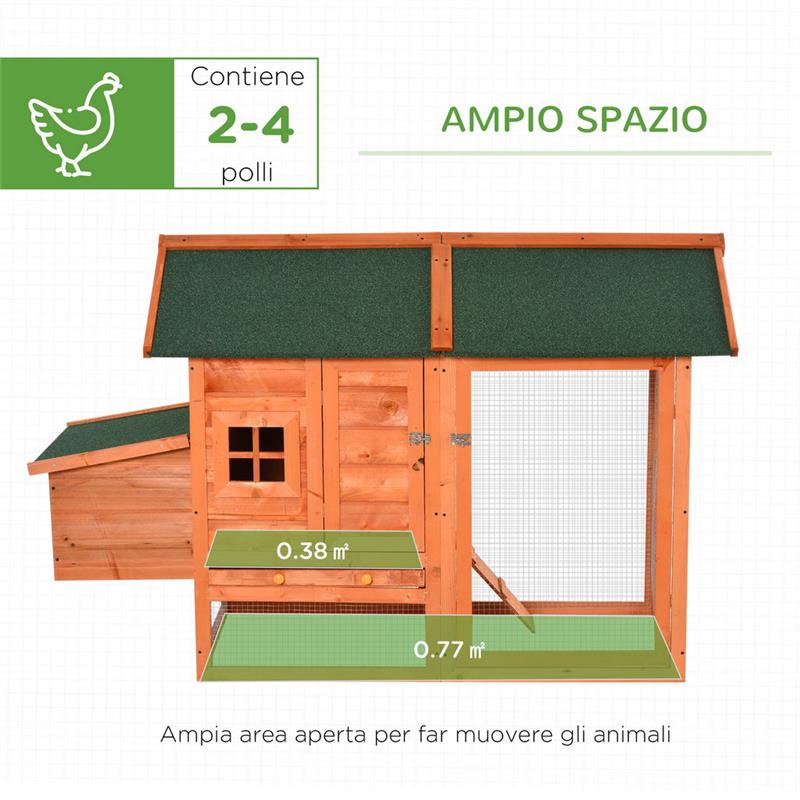 POLLAIO IN LEGNO PREFABBRICATO CON NIDO PER LA COVA E CASETTA CON VASSOIO ESTRAIBILE