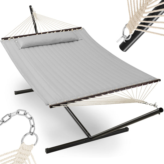 Amaca da Giardino Brasiliana Grigio con Cuscino e Supporto Acciaio Portata 200kg