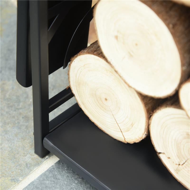 PORTALEGNA PER CAMINO IN ACCIAIO NERO E ANTIRUGGINE CON ACCESSORI 46 X 29 X 70CM