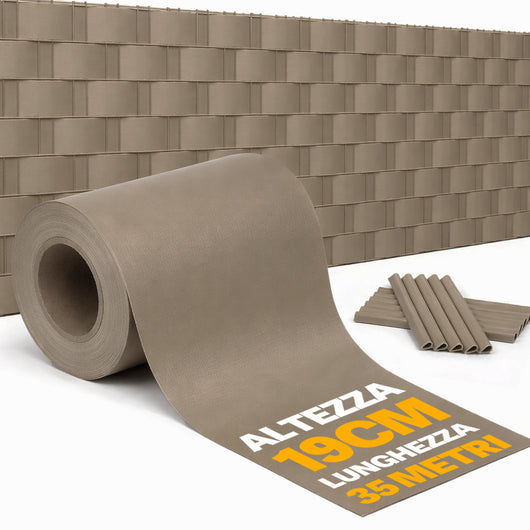 Frangivista in PVC Tortora 19cmx35M Telo Oscurante 450gr/mq Anti Uv da Esterno