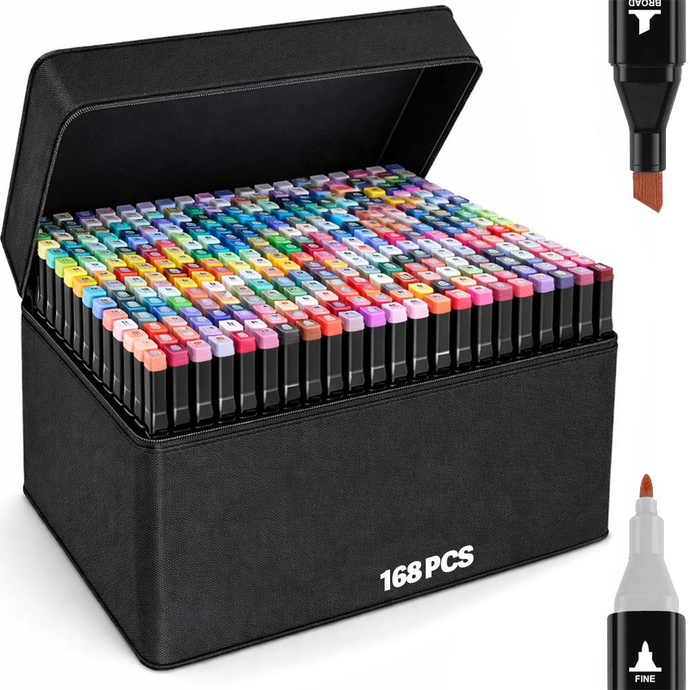 Box 168 Pennarelli Doppia Punta Fine e Grossa Marcatore con Borsa Sketch Artisti