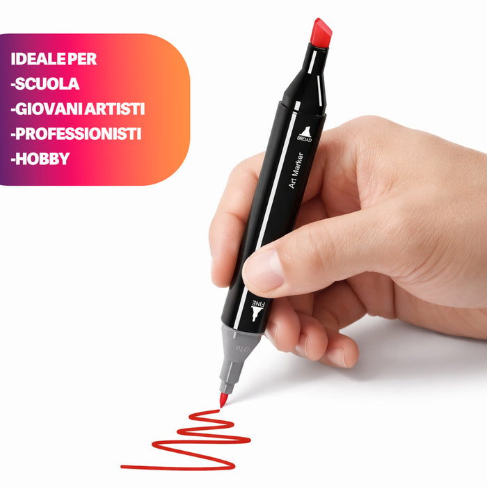 Box 168 Pennarelli Doppia Punta Fine e Grossa Marcatore con Borsa Sketch Artisti