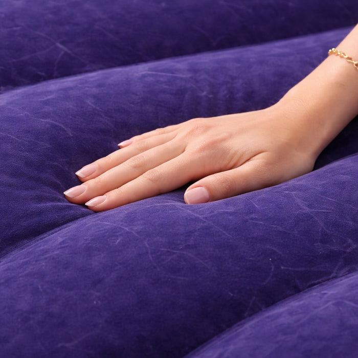 Divano Gonfiabile Lounge Blu per Interni e Esterni Ergonomica Effetto Velluto