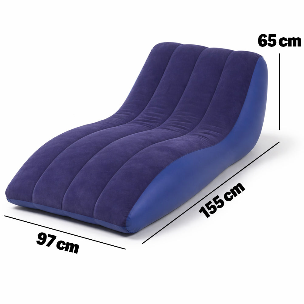 Divano Gonfiabile Lounge Blu per Interni e Esterni Ergonomica Effetto Velluto