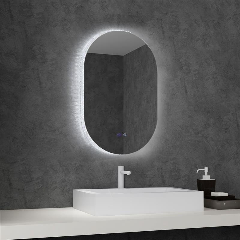 SPECCHIO BAGNO LED ANTIAPPANNAMENTO CON LUMINOSITÀ REGOLABILE, IN VETRO E ALLUMINIO, 81X51X4.5 CM