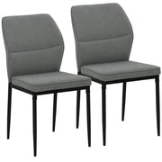 SET 2 SEDIE DA PRANZO IMBOTTITE IN VELLUTO CON SCHIENALE ERGONOMICO SENZA BRACCIOLI GRIGIO