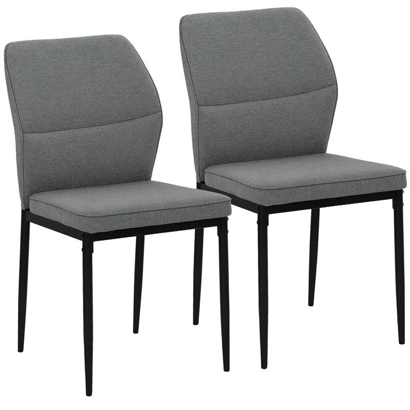 SET 2 SEDIE DA PRANZO IMBOTTITE IN VELLUTO CON SCHIENALE ERGONOMICO SENZA BRACCIOLI GRIGIO