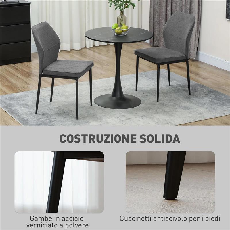 SET 2 SEDIE DA PRANZO IMBOTTITE IN VELLUTO CON SCHIENALE ERGONOMICO SENZA BRACCIOLI GRIGIO