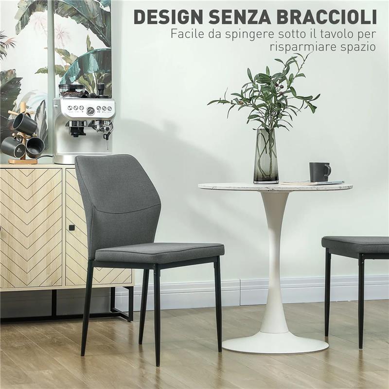 SET 2 SEDIE DA PRANZO IMBOTTITE IN VELLUTO CON SCHIENALE ERGONOMICO SENZA BRACCIOLI GRIGIO