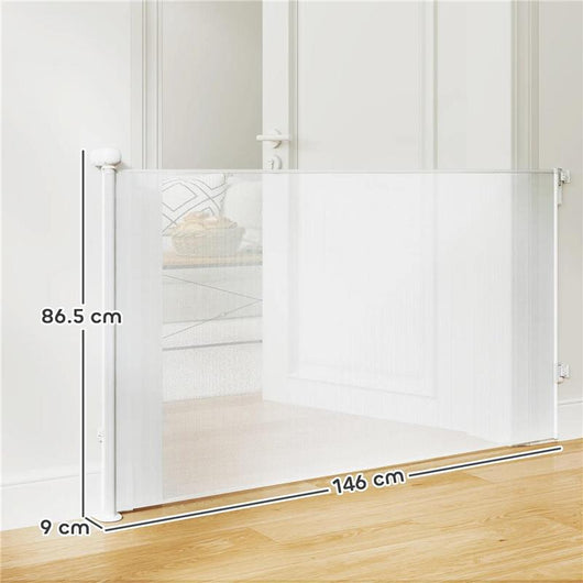 CANCELLINO PER CANI PICCOLI ESTENSIBILE 0-140X86.5 CM E RETRATTILE CON BLOCCO AUTOMATICO BIANCO