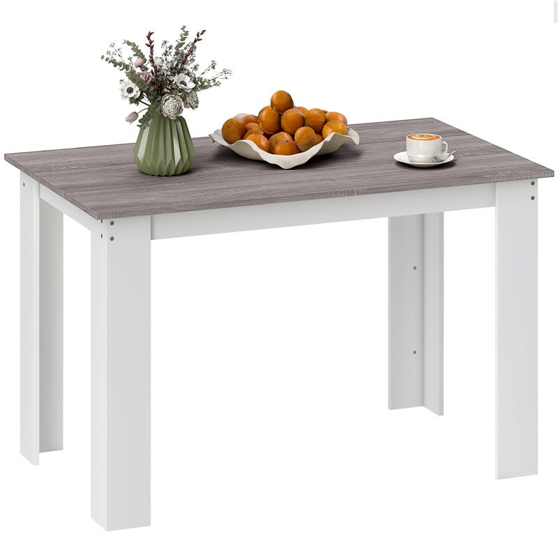 TAVOLO DA PRANZO MODERNO IN LEGNO PER 4-6 PERSONE, 120X69X75CM, GRIGIO E BIANCO