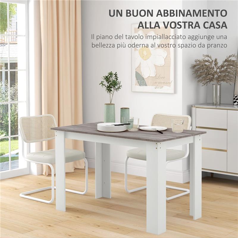 TAVOLO DA PRANZO MODERNO IN LEGNO PER 4-6 PERSONE, 120X69X75CM, GRIGIO E BIANCO