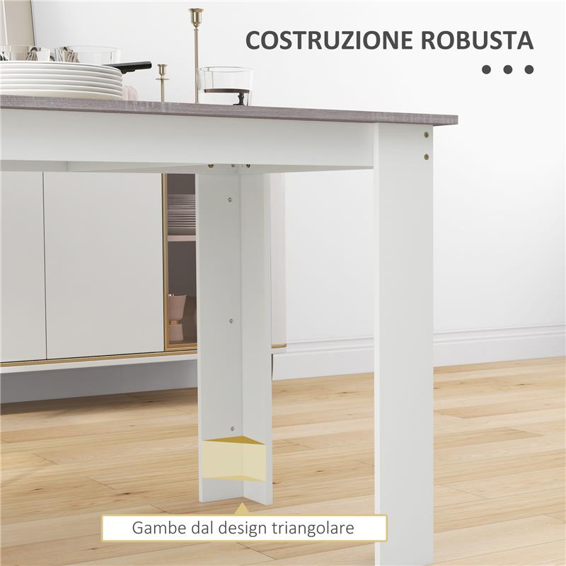 TAVOLO DA PRANZO MODERNO IN LEGNO PER 4-6 PERSONE, 120X69X75CM, GRIGIO E BIANCO