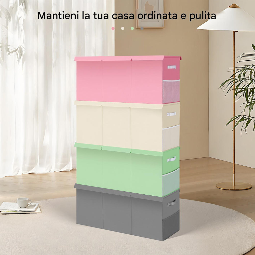 Contenitore Box 3 Scomparti Verde Scatola Cesta Giocattoli Organizer Multiuso
