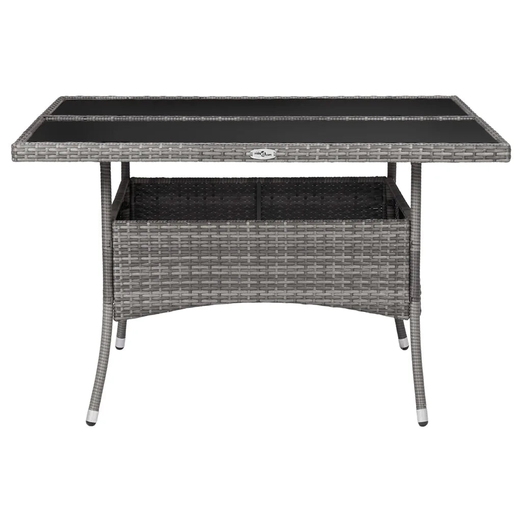 Set da Pranzo per Giardino 9 pz in Polyrattan e Vetro Grigio cod mxl 43766
