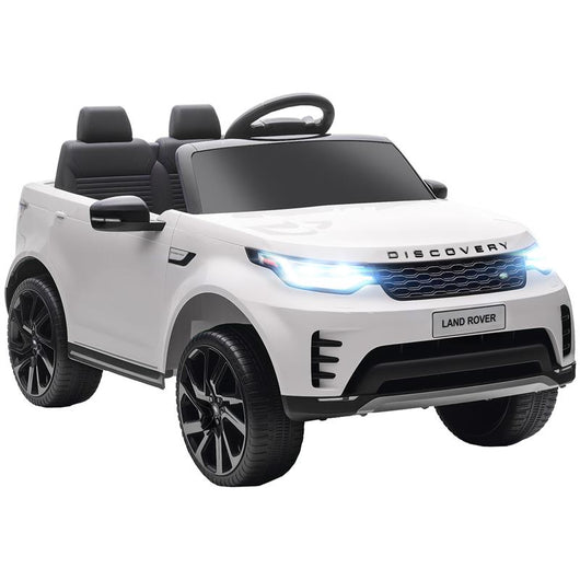 MACCHINA ELETTRICA PER BAMBINI LICENZA LAND ROVER CON FARI LED, CLACSON E TELECOMANDO, 105X68.5X58 CM, BIANCO