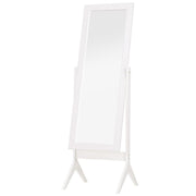 SPECCHIO A FIGURA INTERA CON 4 GAMBE E ANGOLAZIONE REGOLABILE, IN LEGNO E VETRO, 47X46X148 CM, BIANCO