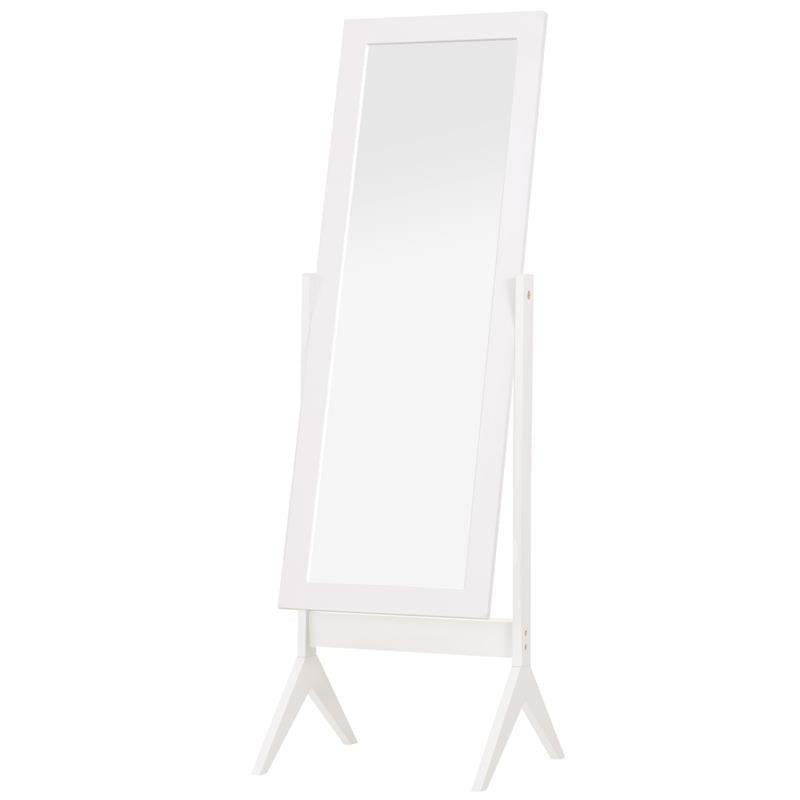 SPECCHIO A FIGURA INTERA CON 4 GAMBE E ANGOLAZIONE REGOLABILE, IN LEGNO E VETRO, 47X46X148 CM, BIANCO