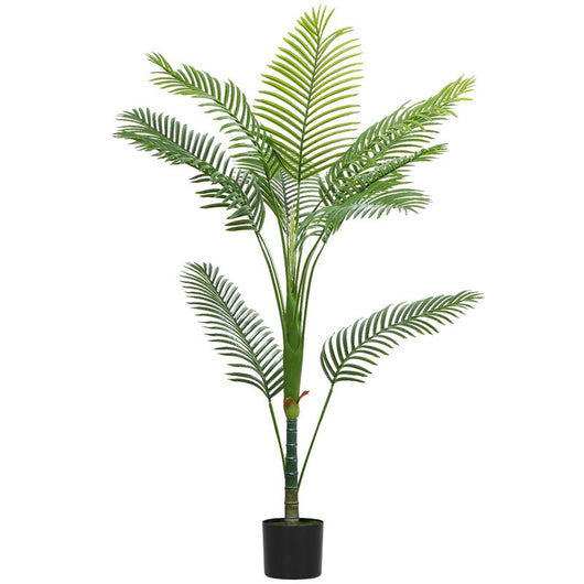 PIANTA FINTA PALMA ARECA ALTA 150 CM PER INTERNI CON VASO, DECORAZIONE PER CASA E UFFICIO, VERDE