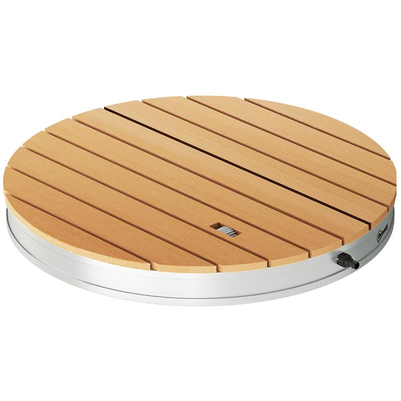 DOCCIA DA GIARDINO PORTATILE CON ALTEZZA FINO A 4 M E GETTI D'ACQUA REGOLABILI, EFFETTO LEGNO