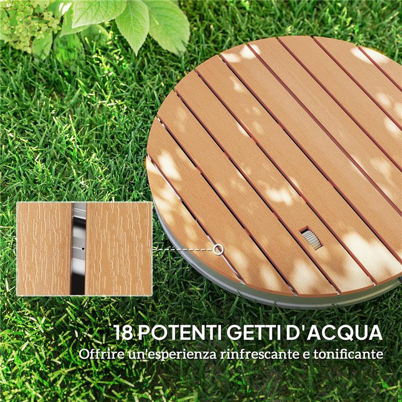 DOCCIA DA GIARDINO PORTATILE CON ALTEZZA FINO A 4 M E GETTI D'ACQUA REGOLABILI, EFFETTO LEGNO