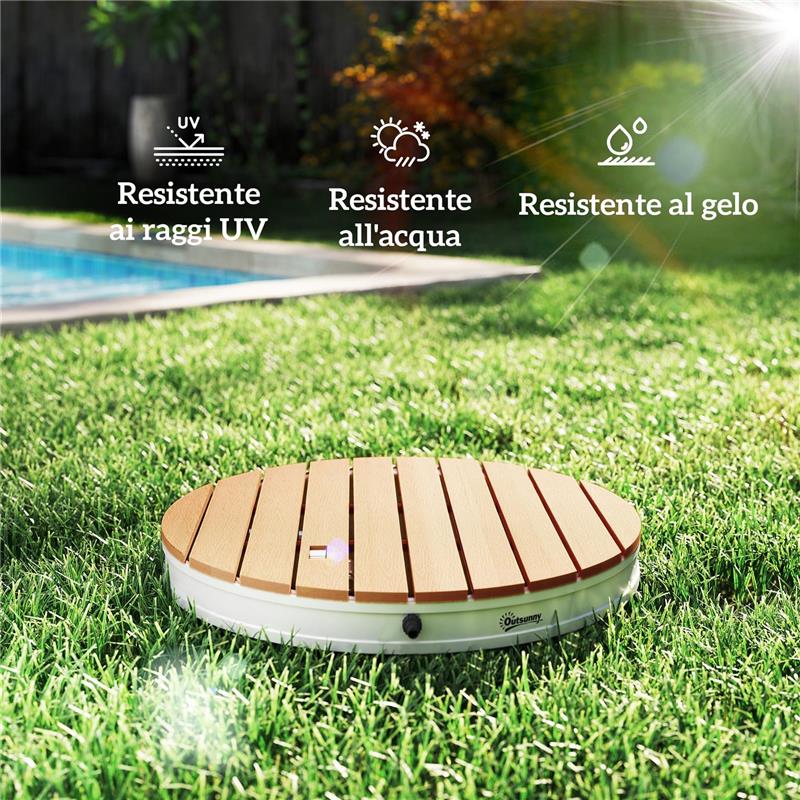 DOCCIA DA GIARDINO PORTATILE CON ALTEZZA FINO A 4 M E GETTI D'ACQUA REGOLABILI, EFFETTO LEGNO