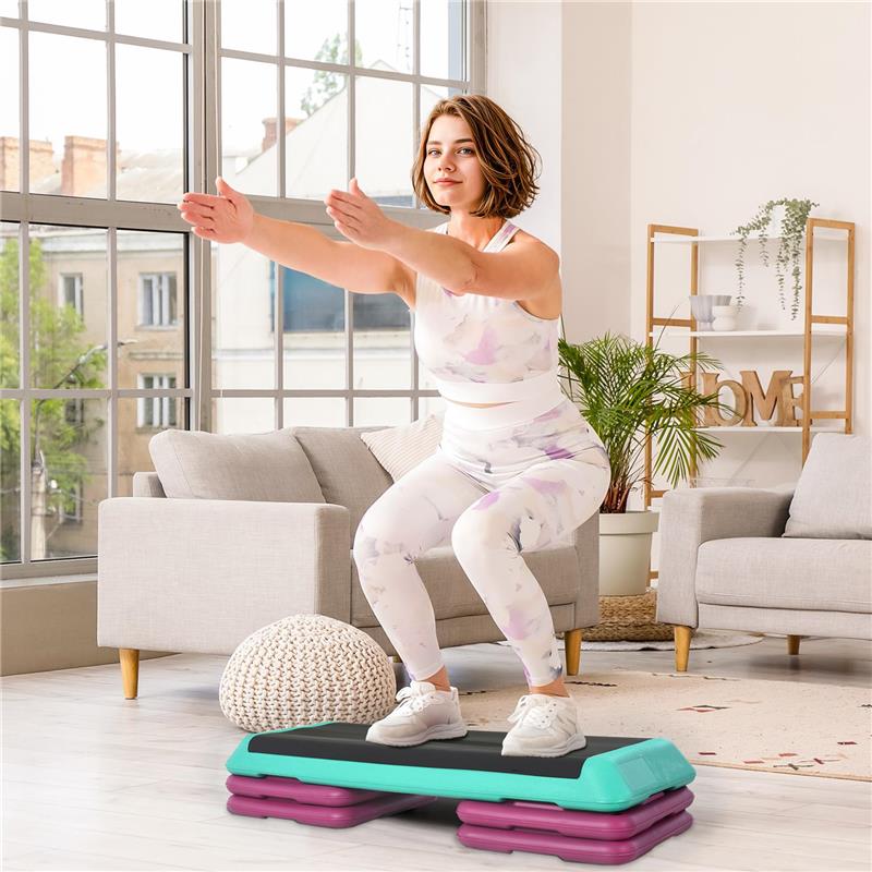 STEPPER PER AEROBICA ANTISCIVOLO E REGOLABILE SU 3 LIVELLI, IN PLASTICA E PP, 110X40X20 CM, MULTICOLORE