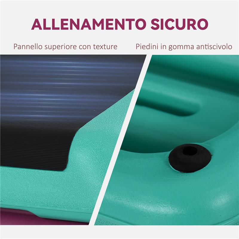 STEPPER PER AEROBICA ANTISCIVOLO E REGOLABILE SU 3 LIVELLI, IN PLASTICA E PP, 110X40X20 CM, MULTICOLORE