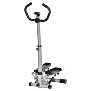 STEPPER CON MONITOR LCD, MANUBRIO REGOLABILE ED ELASTICI, IN ACCIAIO E ABS, 55X53X118-128 CM, NERO E ARGENTO