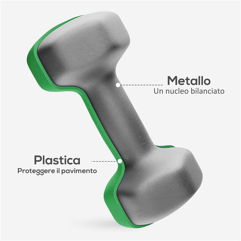 SET MANUBRI CON SUPPORTO, 3 COPPIE DI PESI DA 2 X 1 KG, 2 X 3 KG, 2 X 5 KG, MULTICOLORE