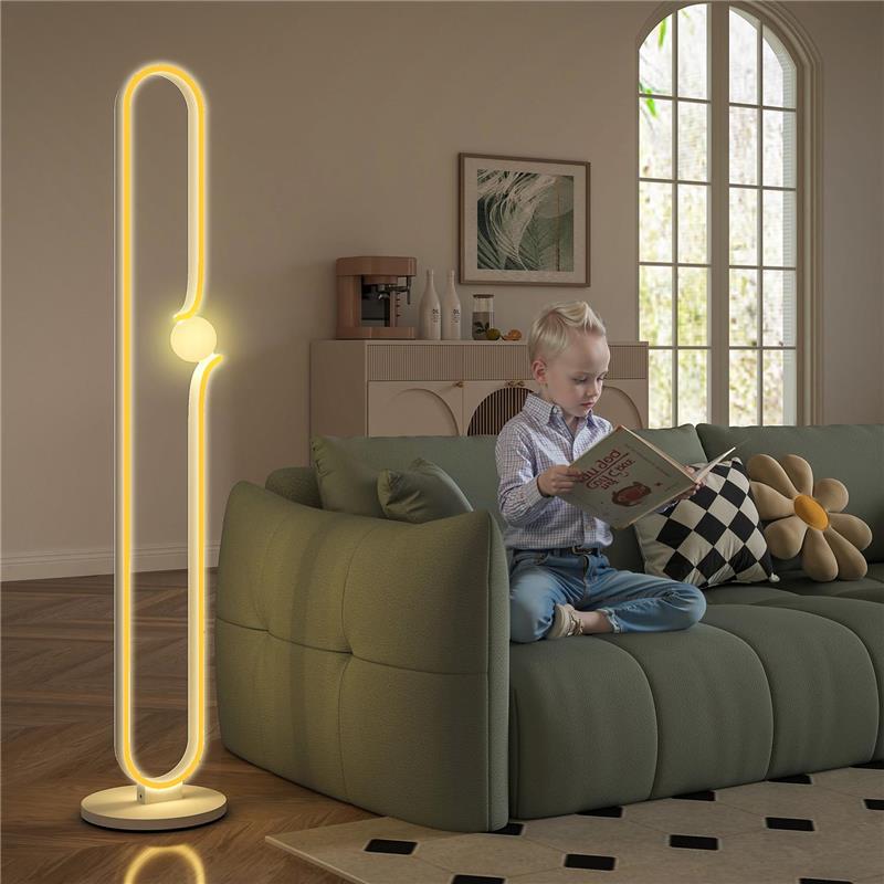 LAMPADA DA TERRA A LED A FORMA DI NOTA MUSICALE CON LUMINOSITÓ REGOLABILE E PEDALE, 28X28X145 CM, BIANCO