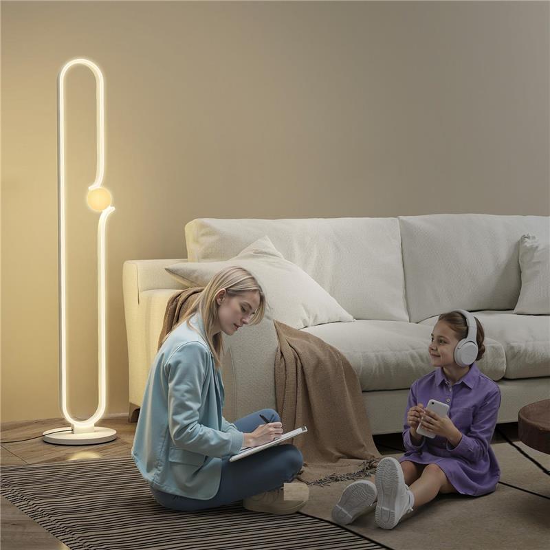 LAMPADA DA TERRA A LED A FORMA DI NOTA MUSICALE CON LUMINOSITÓ REGOLABILE E PEDALE, 28X28X145 CM, BIANCO
