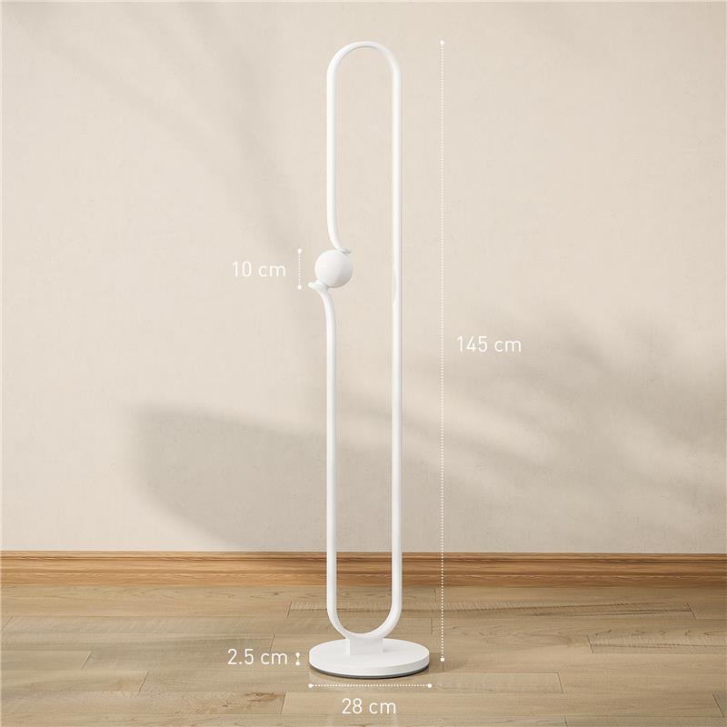 LAMPADA DA TERRA A LED A FORMA DI NOTA MUSICALE CON LUMINOSITÓ REGOLABILE E PEDALE, 28X28X145 CM, BIANCO