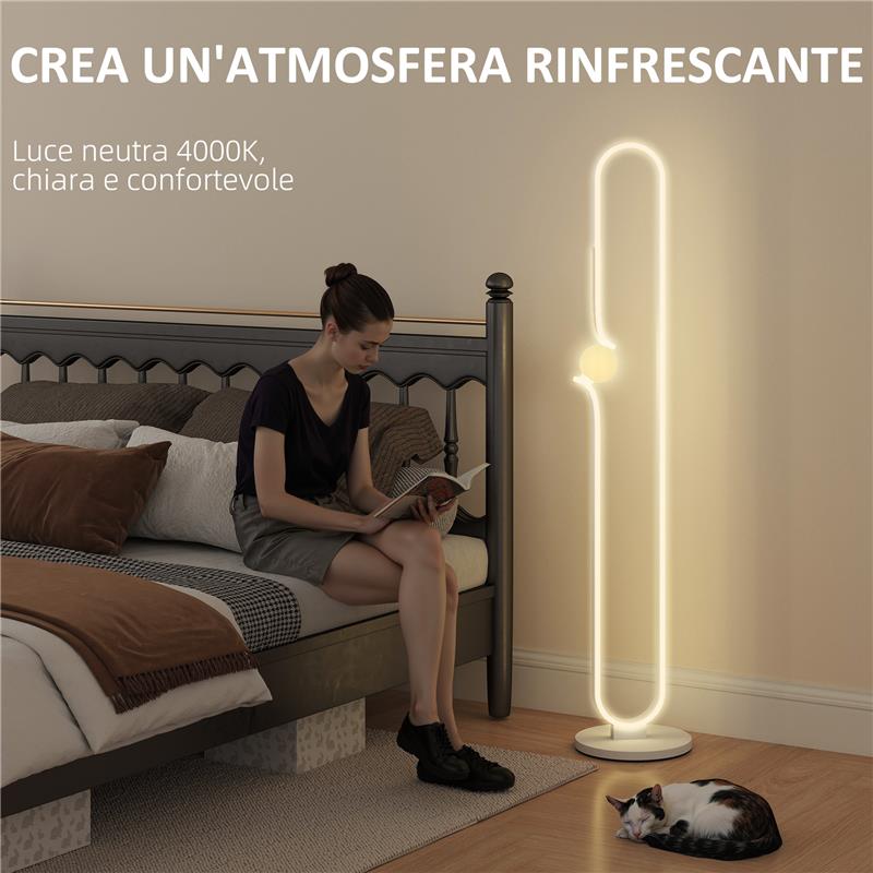 LAMPADA DA TERRA A LED A FORMA DI NOTA MUSICALE CON LUMINOSITÓ REGOLABILE E PEDALE, 28X28X145 CM, BIANCO