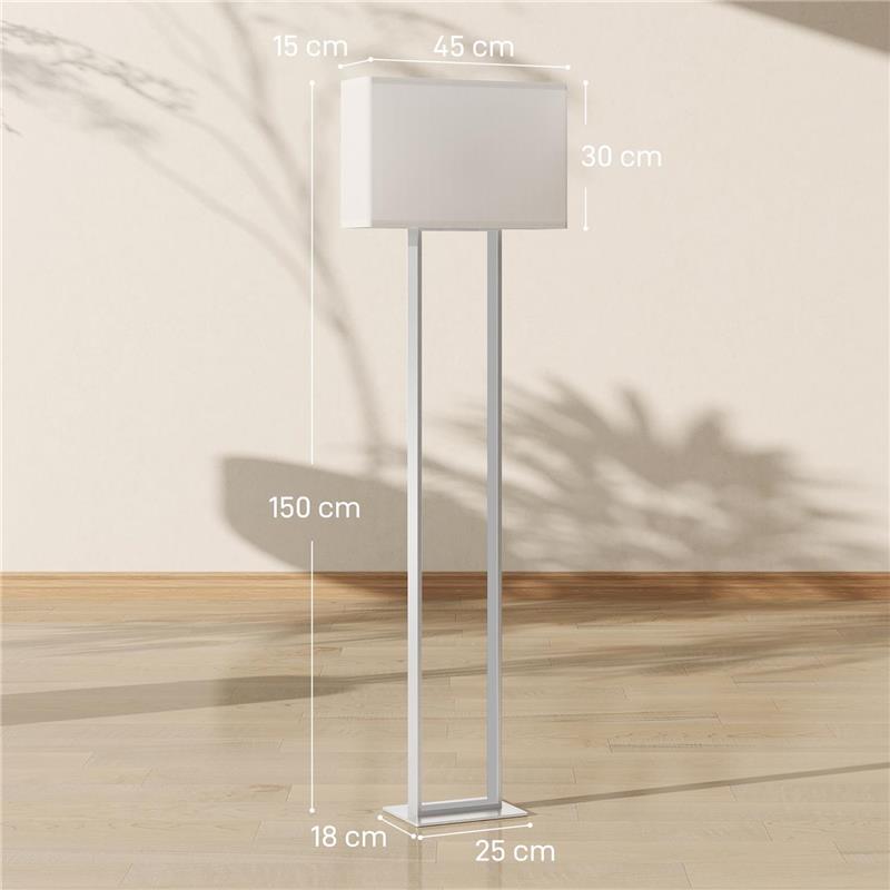 LAMPADA DA TERRA DA 150 CM CON 3 MODALITÓ, LUMINOSITÓ REGOLABILE E INTERRUTTORE A PEDALE, BIANCO