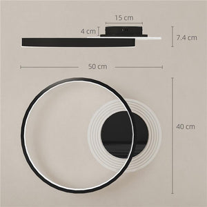 PLAFONIERA LED MODERNA A 2 ANELLI CON TEMPERATURA COLORE REGOLABILE, POTENZA 30W, NERO