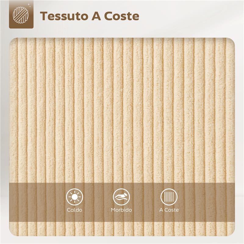 SET 2 SGABELLI BAR GIREVOLI CON SCHIENALE E BRACCIOLI, RIVESTIMENTO IN VELLUTO A COSTE E POGGIAPIEDI, BEIGE