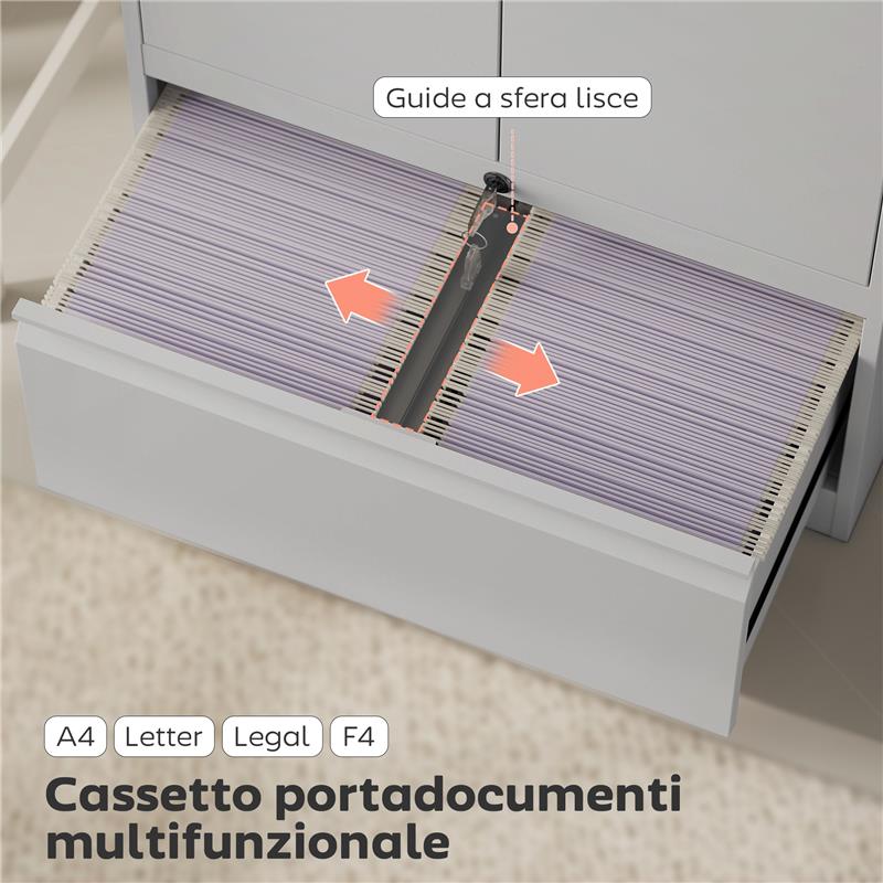 MOBILE DA UFFICIO IN ACCIAIO CON RIPIANO INTERNO REGOLABILE E CASSETTO, 80X40X130 CM, BIANCO