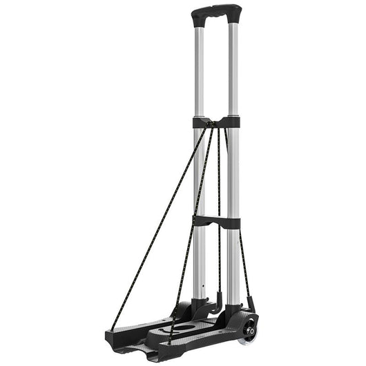 CARRELLO PORTAPACCHI PIEGHEVOLE DA 40 KG CON 2 CINGHIE, MANIGLIA TELESCOPICA, ALLUMINIO E PLASTICA, NERO
