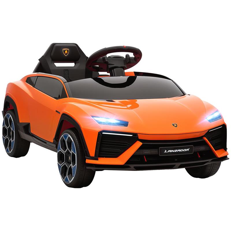 MACCHINA ELETTRICA PER BAMBINI LICENZA LAMBORGHINI CON CLACSON E TELECOMANDO, 101.5X49X43 CM, ARANCIONE