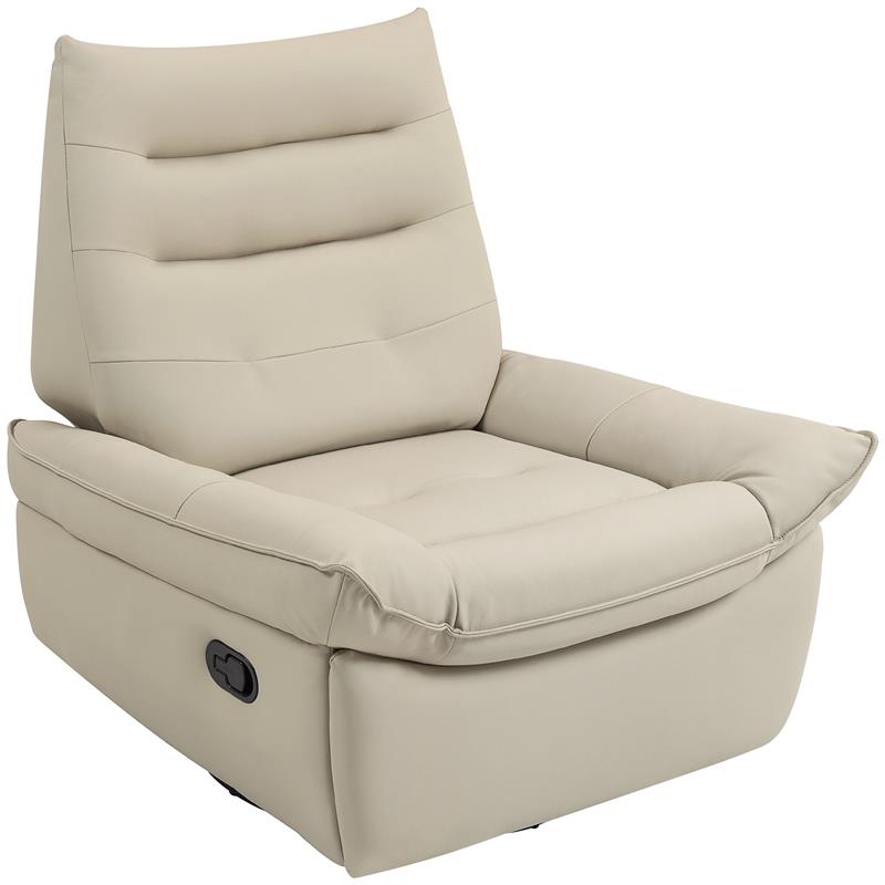 POLTRONA RELAX RECLINABILE MANUALMENTE CON POGGIAPIEDI E BASE GIREVOLE SENZA BRACCIOLI, CREMA