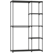GUARDAROBA PORTATILE CON 2 ASTE E 6 RIPIANI, IN TESSUTO NON TESSUTO, PLASTICA E ACCIAIO, 111X43X185 CM, NERO